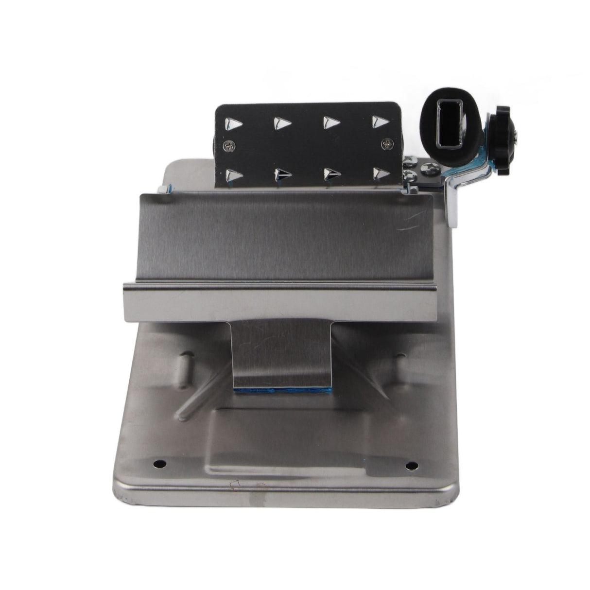 Meat press accessory holding the block against the slicer blade