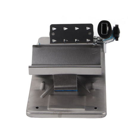 Meat press accessory holding the block against the slicer blade