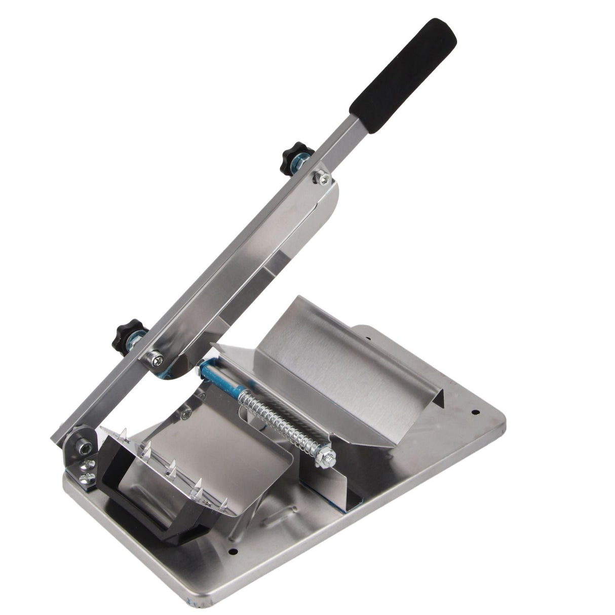 Disassembled parts of the manual frozen meat slicer for cleaning