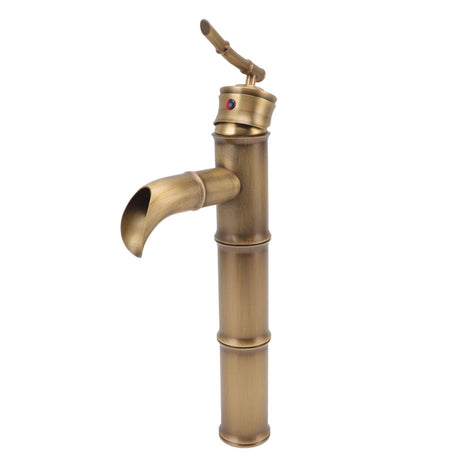 Detail of the segmented bamboo joint body of the antique copper tap