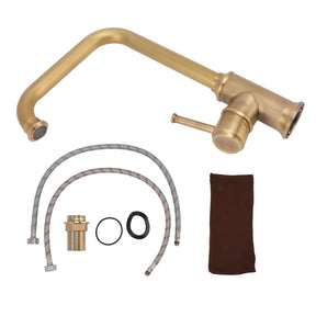 Vintage style brass basin mixer tap with single handle