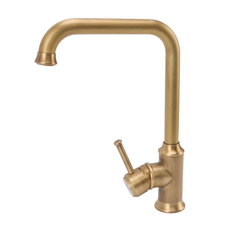 Close up of the spout outlet on the vintage brass tap