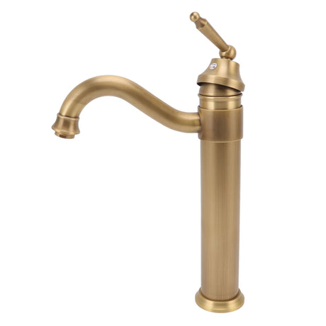 Front view of the 32 cm tall vessel basin tap on a white background