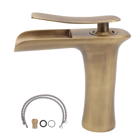 Antique brass waterfall basin mixer tap for under counter basins
