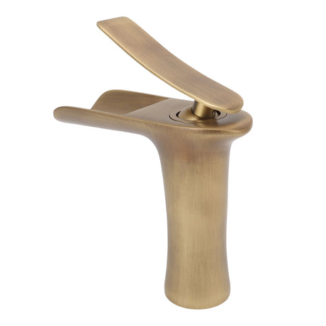 Rear view of the brass waterfall basin mixer tap
