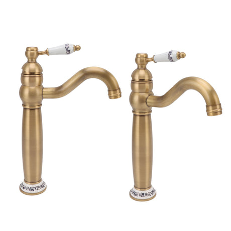 Base and mounting section of the brass and porcelain basin tap