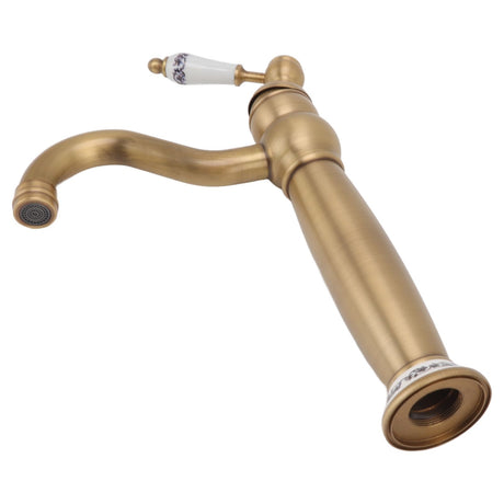 Antique brass tap styled with a classic pedestal basin