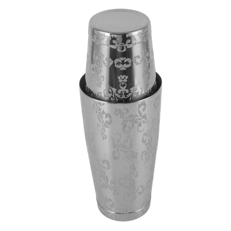 Hampton silver stainless steel cocktail shaker on a home bar