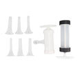 Manual sausage maker set with six nozzles laid out