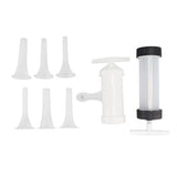 Manual sausage maker set with six nozzles laid out
