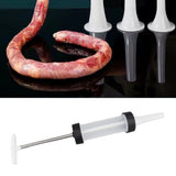 Thin and thick sausages formed using different nozzle sizes