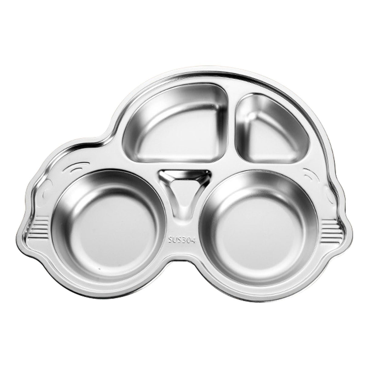 Car shaped stainless steel divided dinner plate for kids