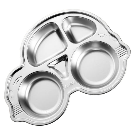 Car shaped stainless steel divided dinner plate for kids