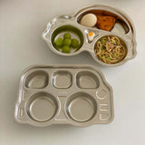 Car shaped stainless steel divided dinner plate for kids