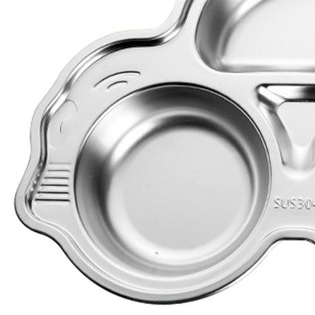 Car shaped stainless steel divided dinner plate for kids