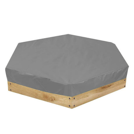 Hexagon Sandpit Cover with Drawstring, Waterproof, Grey