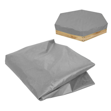Hexagon Sandpit Cover with Drawstring, Waterproof, Grey