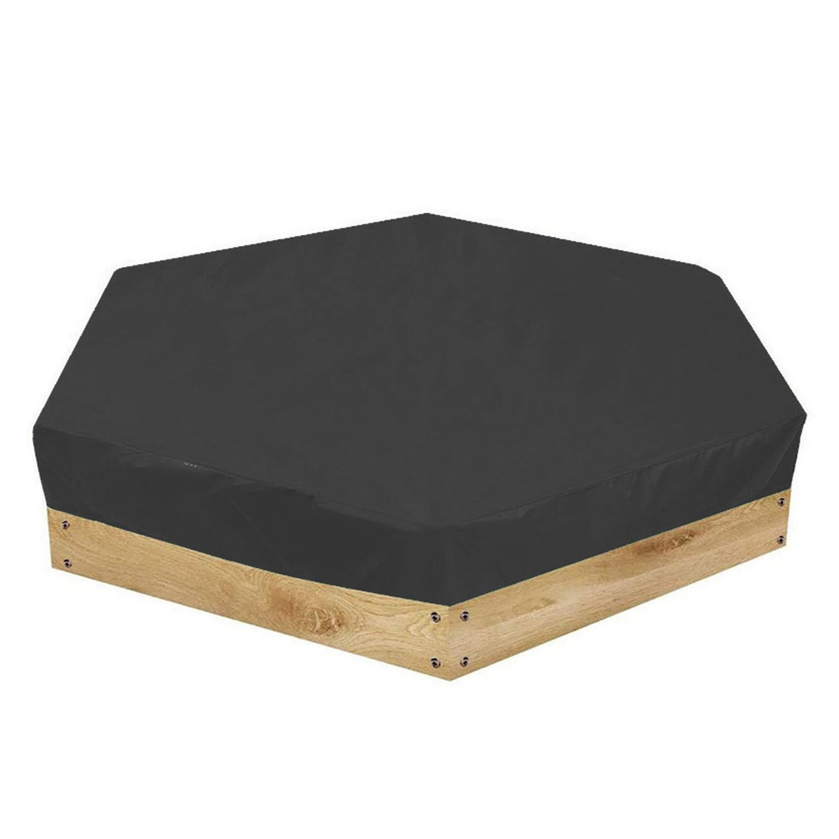 Hexagon Sandpit Cover with Drawstring, Waterproof, Black