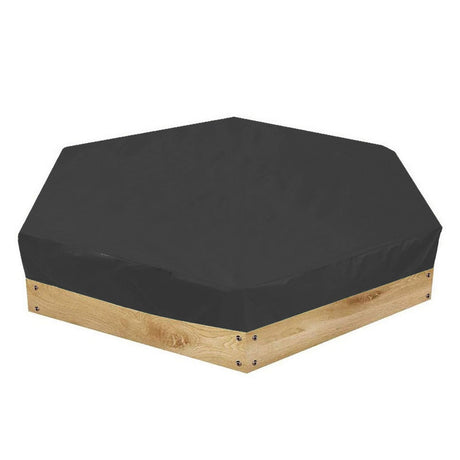 Hexagon Sandpit Cover with Drawstring, Waterproof, Black