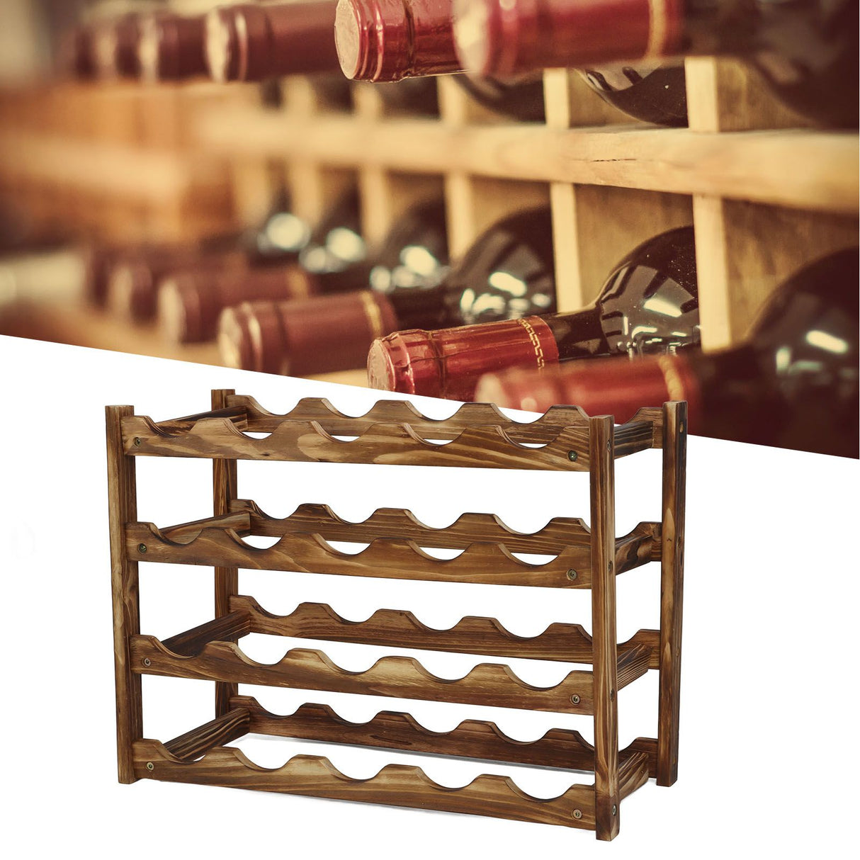 20 bottle 4 tier timber wine rack