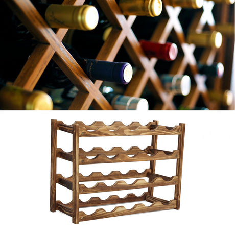 20 bottle 4 tier timber wine rack