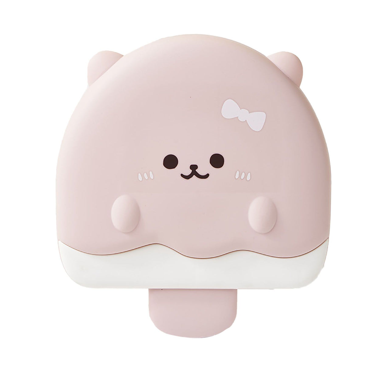 Pink cartoon bear five compartment kids snack serving tray with lid
