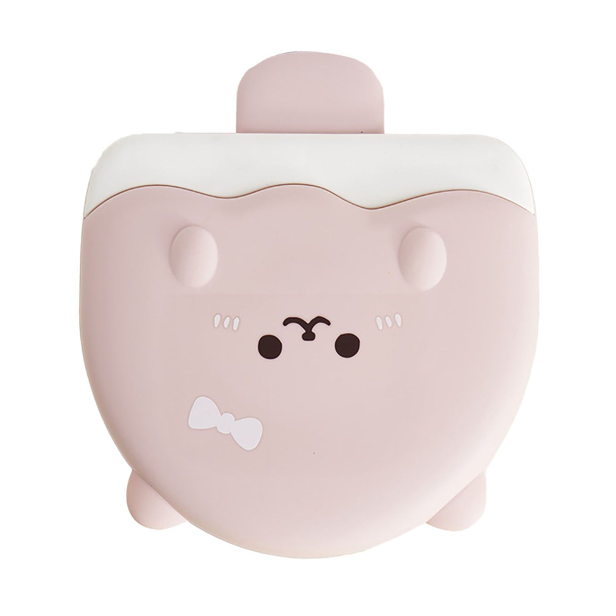 Pink cartoon bear five compartment kids snack serving tray with lid
