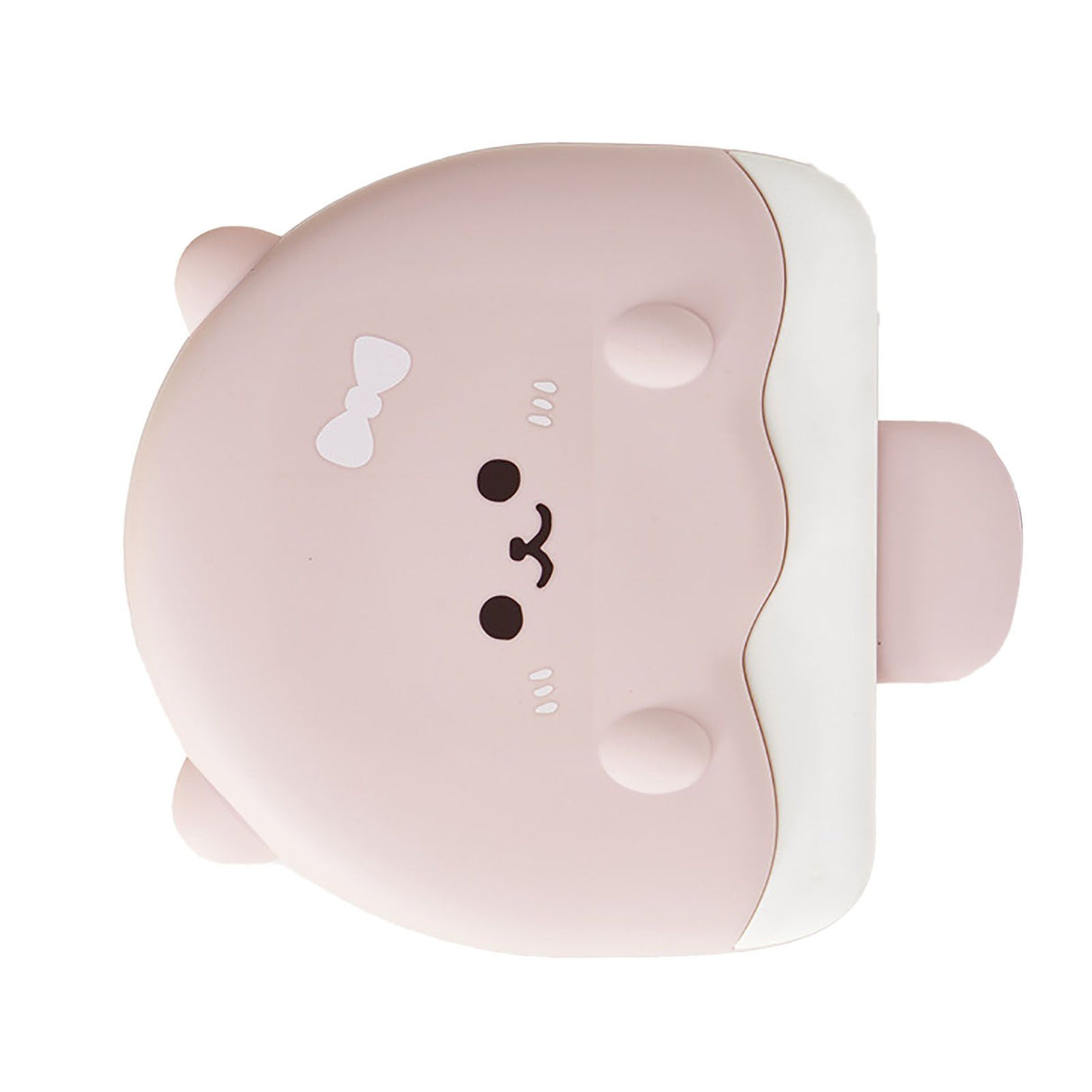 Pink cartoon bear five compartment kids snack serving tray with lid