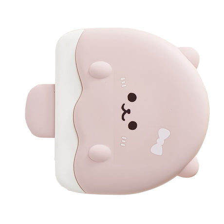 Pink cartoon bear five compartment kids snack serving tray with lid