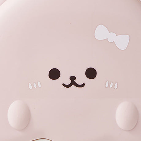 Pink cartoon bear five compartment kids snack serving tray with lid