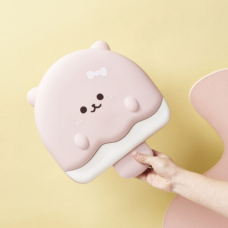 Pink cartoon bear five compartment kids snack serving tray with lid