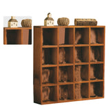 Retro wall mounted wooden display shelf with 16 grid compartments