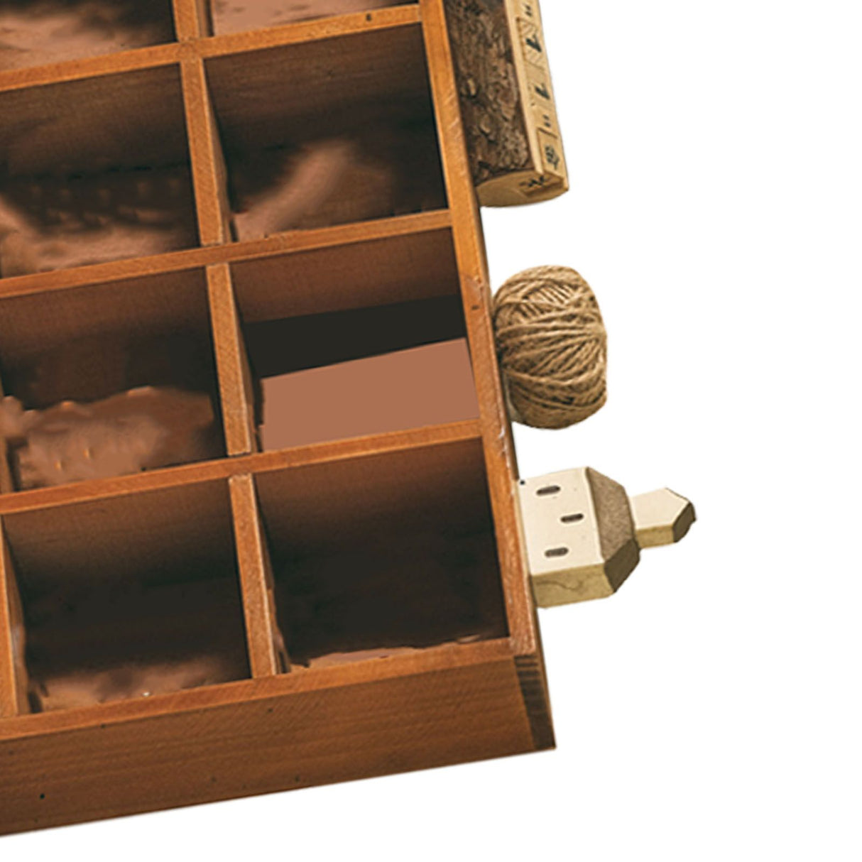 Retro wall mounted wooden display shelf with 16 grid compartments