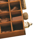 Retro wall mounted wooden display shelf with 16 grid compartments
