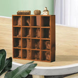 Retro wall mounted wooden display shelf with 16 grid compartments