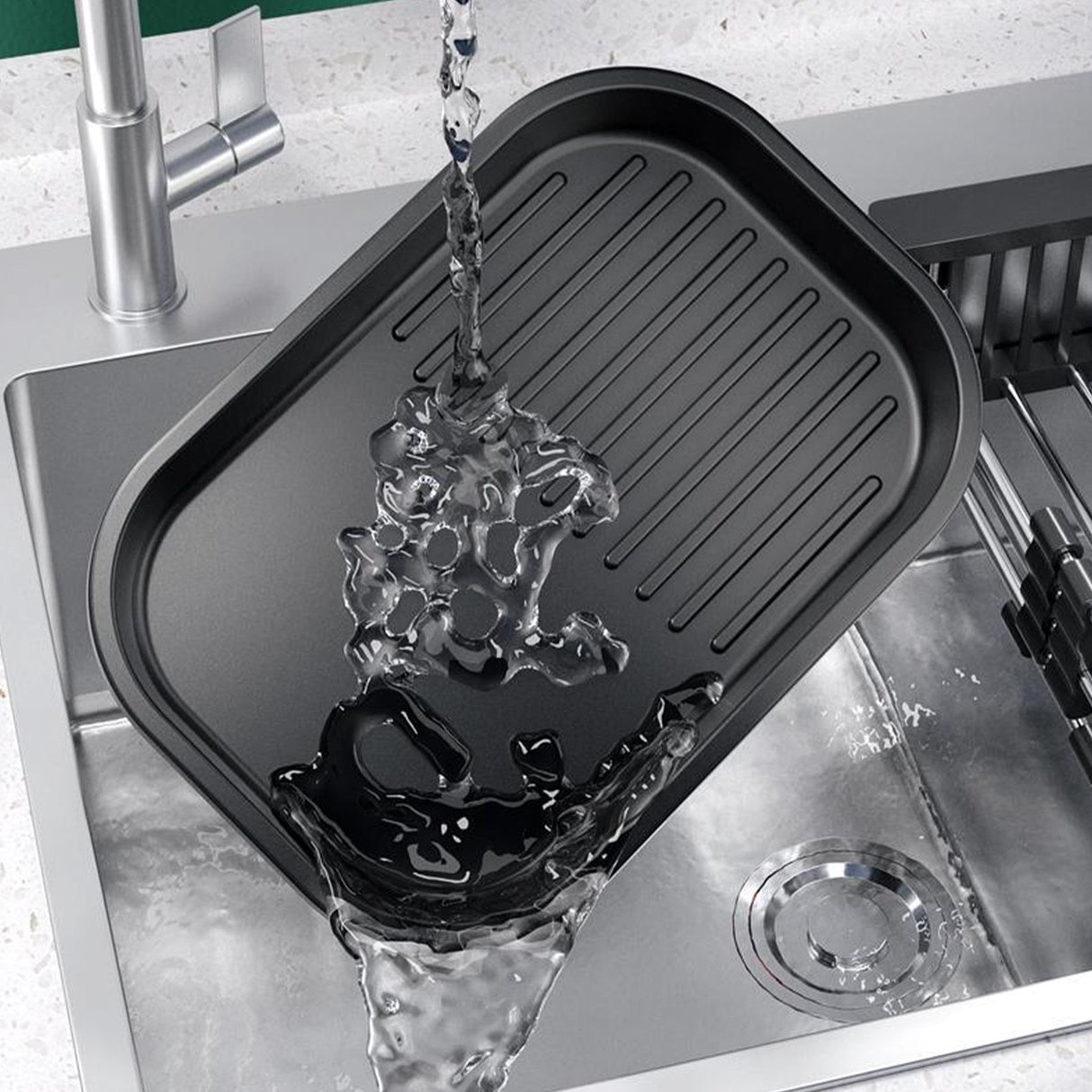 Six hole egg frying pan shown from the side without a lid