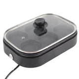 Top view of the six round wells in the aluminium alloy egg pan