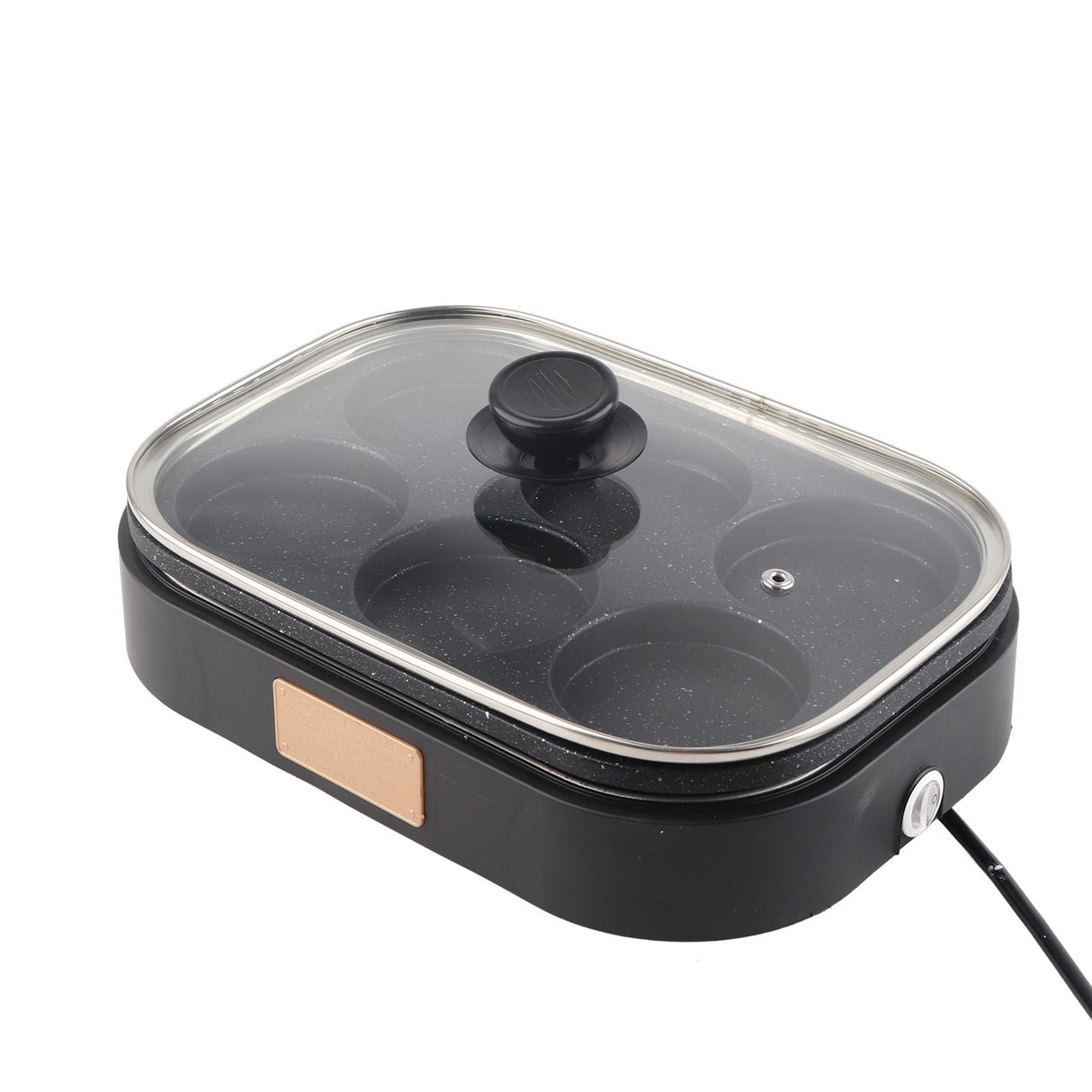 Lid placed on the six hole breakfast pan to steam the eggs