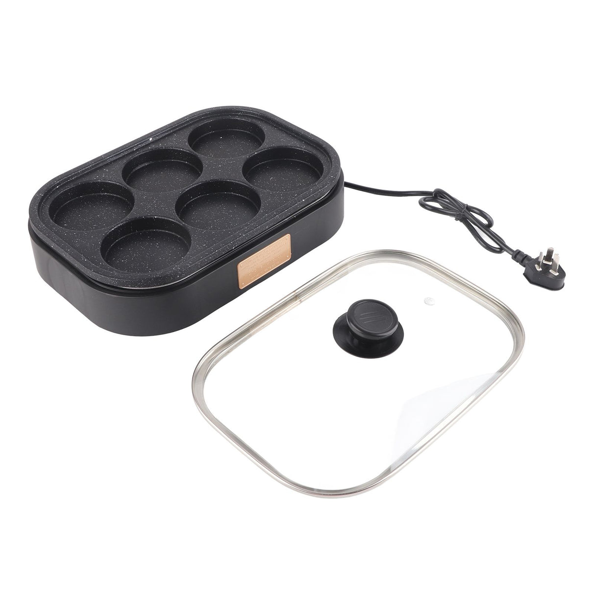 Handle of the aluminium alloy six hole egg frying pan