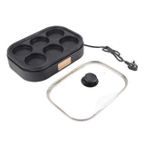 Handle of the aluminium alloy six hole egg frying pan