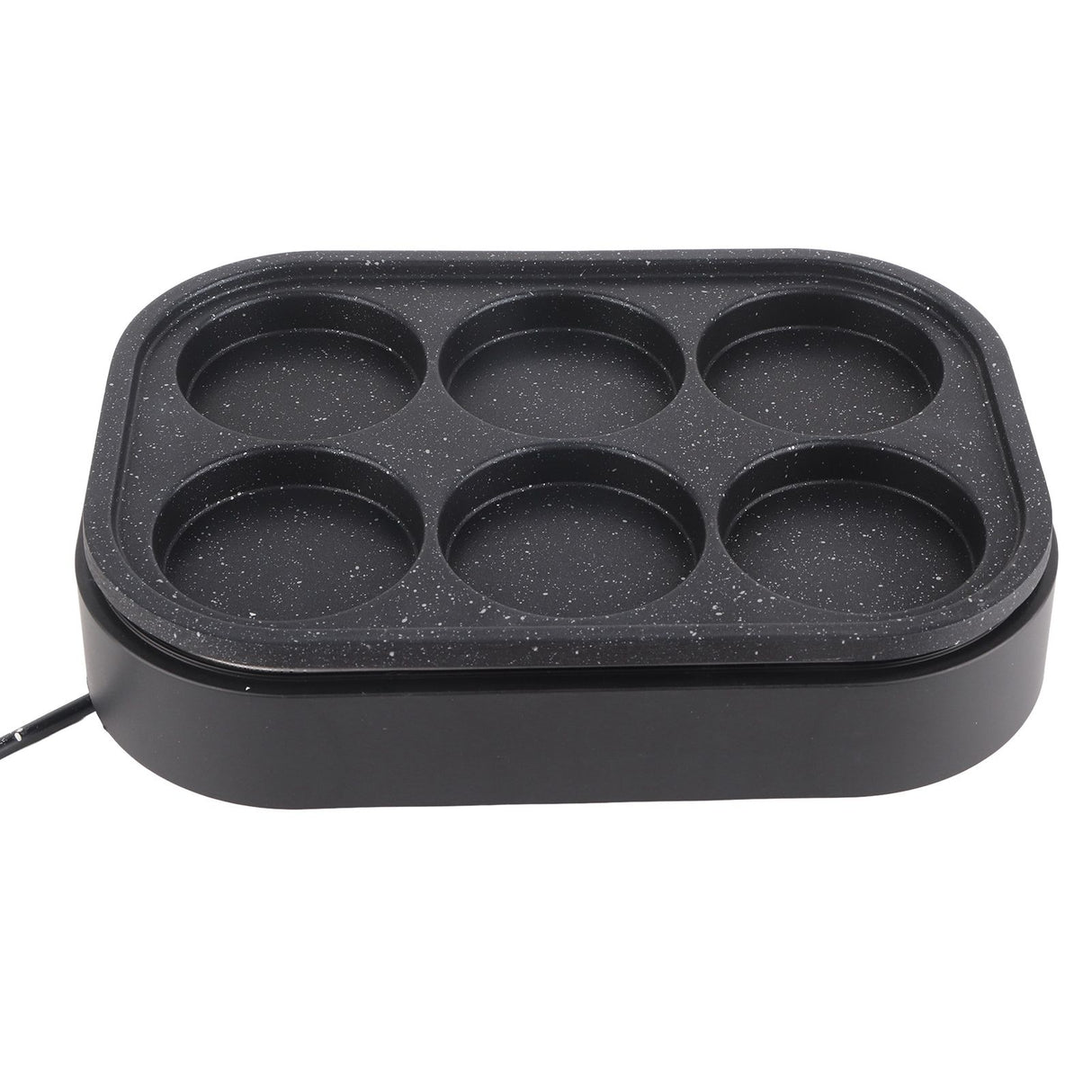 Underside of the black aluminium alloy six hole frying pan