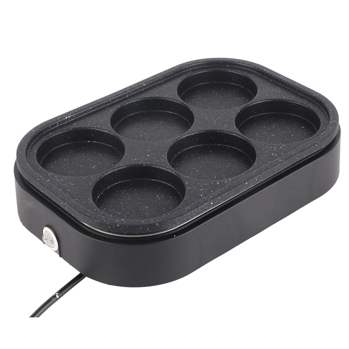 Six hole egg frying pan and lid supplied in the package
