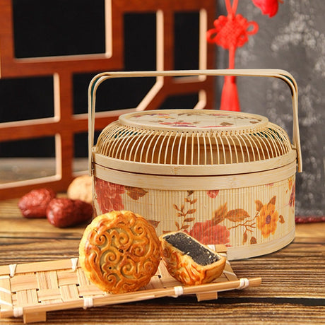 Small natural rattan storage basket