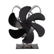 Black six blade heat powered stove fan made from aluminium alloy