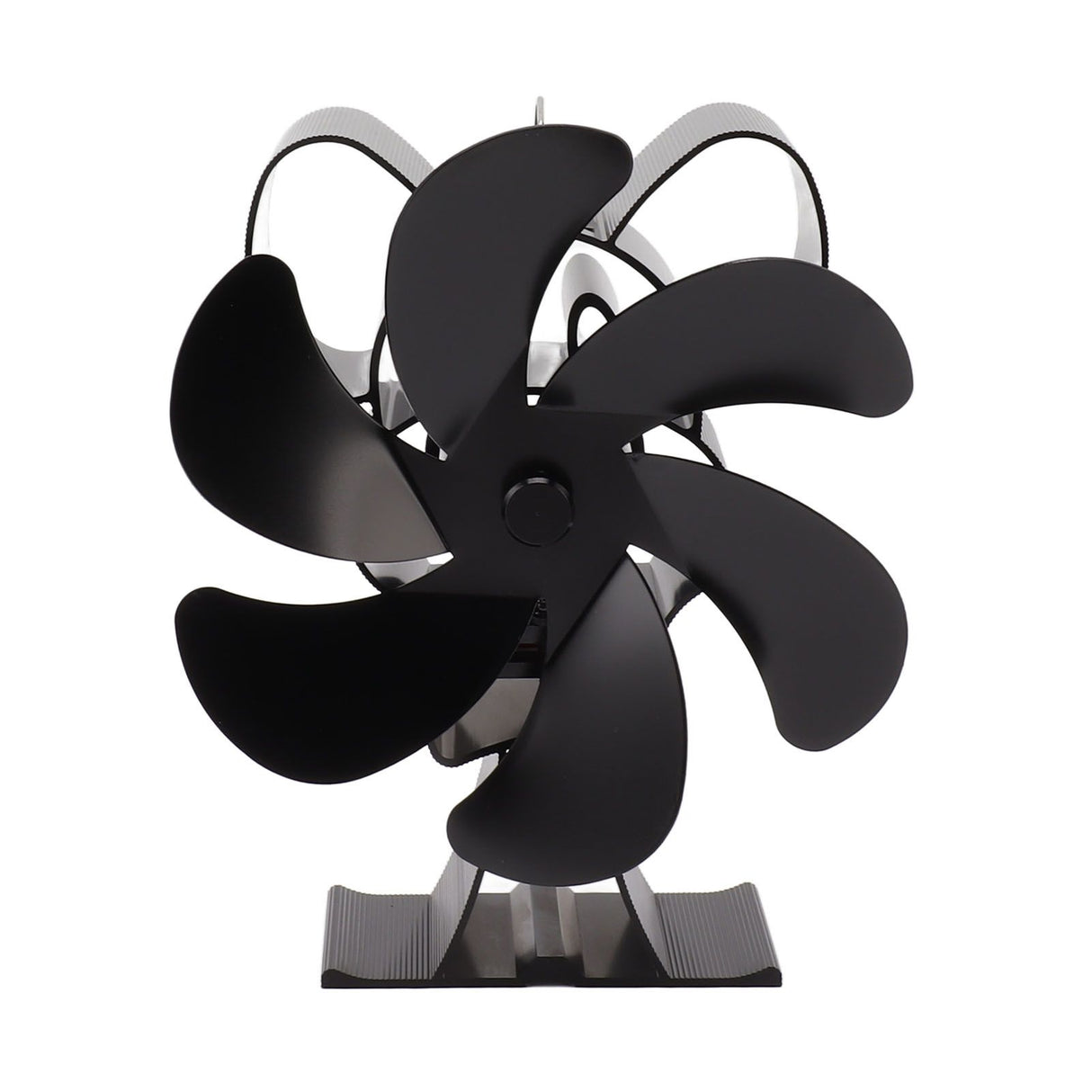 Black six blade heat powered stove fan made from aluminium alloy