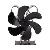 Black six blade heat powered stove fan made from aluminium alloy