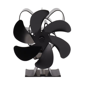 Black six blade heat powered stove fan made from aluminium alloy