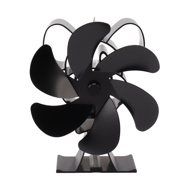 Black six blade heat powered stove fan made from aluminium alloy