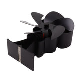 Rear view of the black stove fan showing the heat module