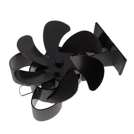 Diagram showing warm air distribution from the six blade stove fan